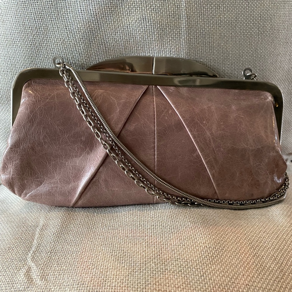Hobo clutch-wallet “Hayley” silver clasp and 3 chain Strap.  Darling!